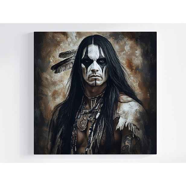 Obraz Na Plátně Canvas Postava Portrét Indián Bojovník Náčelník Etno 50x50