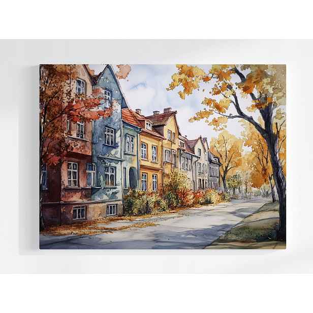 Plakát Město Ulice Domy Kamení Podzim Pohled 100x75