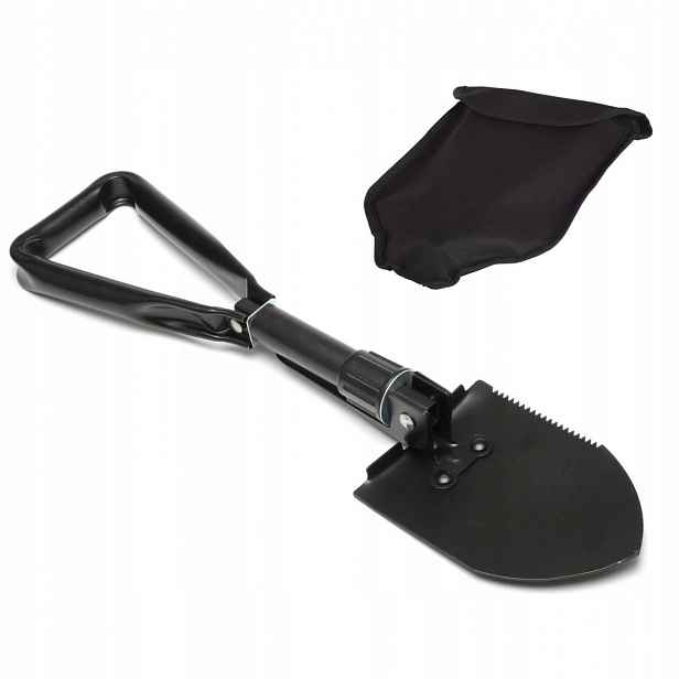 Skládací kovová lopatka 56 cm s pouzdrem, nouzová pro auto, kempování