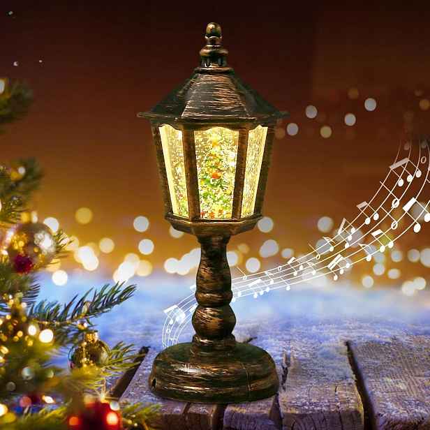 Sněhová Vánoční Lampa Led S Hudbou A Efektem Třpytek Retro Styl