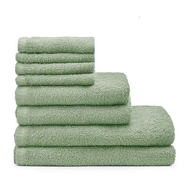 Zelené rychleschnoucí/froté bavlněné ručníky a osušky v sadě 8 ks Quick Dry – Catherine Lansfield
