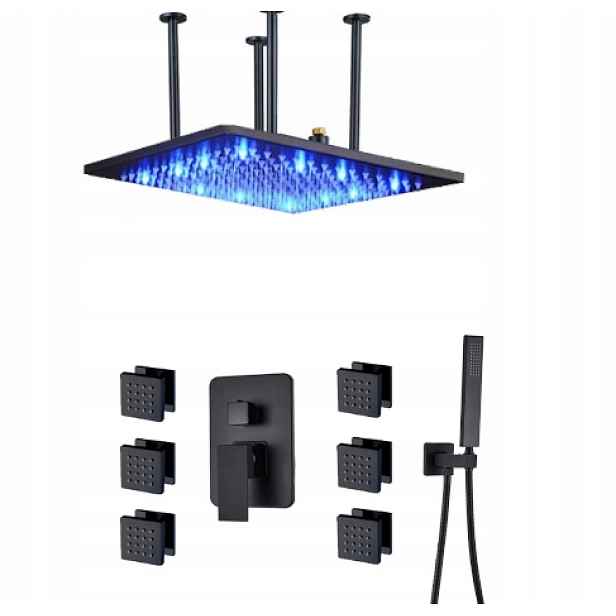 Podomítkový Set Hydromasáž Dešťová Sprcha 50 cm Led