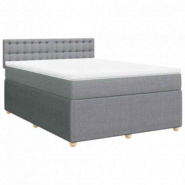 vidaXL Box spring postel s matrací světle šedá 140 x 200 cm textil