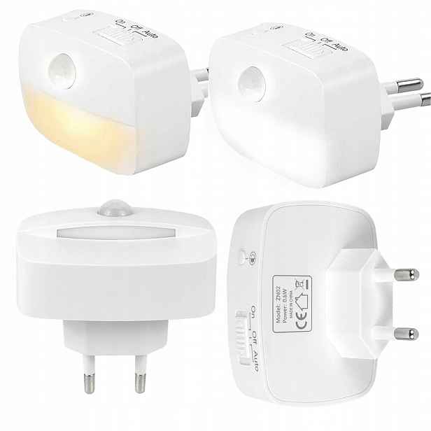 3x Noční Lampa Led Alogy s pohybovým senzorem Zásuvka 3 Barvy Světla Bílá