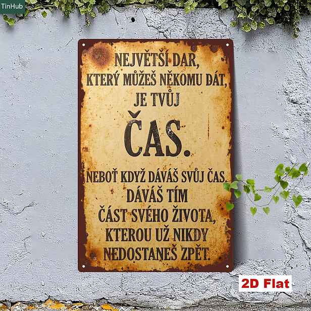 TEMU 2D plochá, 2D plochá 1ks Vintage česká pravidla kovová cedule, 7.87X11.81 palců železná cedule s inspirativním citátem o cennosti času,