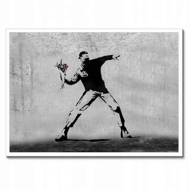 Plakáty v rámu 70x50 Banksy Vrhač květin