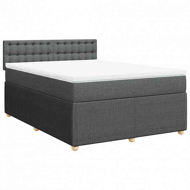 vidaXL Box spring postel s matrací tmavě šedá 140x200 cm textil