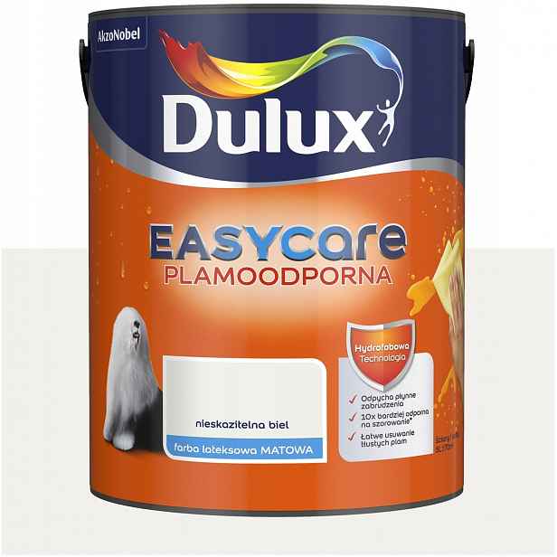 Barva na stěny odolná proti skvrnám Dulux Easycare Bezchybná bílá Bílá 5L