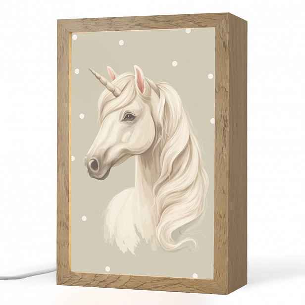 OnlyWow NOČNÍ LAMPIČKA Jednorožec - bílý - tečky 20x30 cm