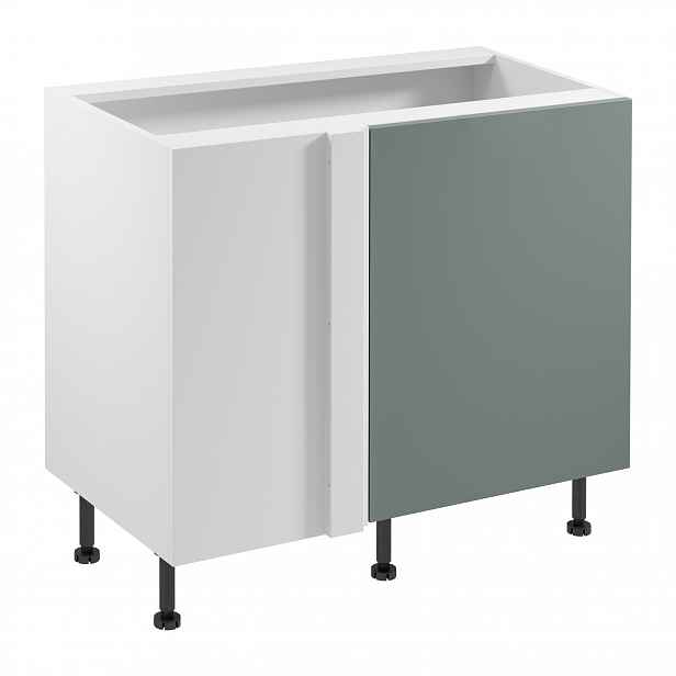 Prodloužená rohová skříňka SALERNO - šířka 100 cm, bílá / zelená, levé provedení