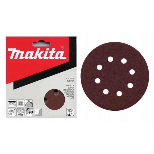 Makita - Brusný papír K40, průměr 125 mm, 10 ks P-43533