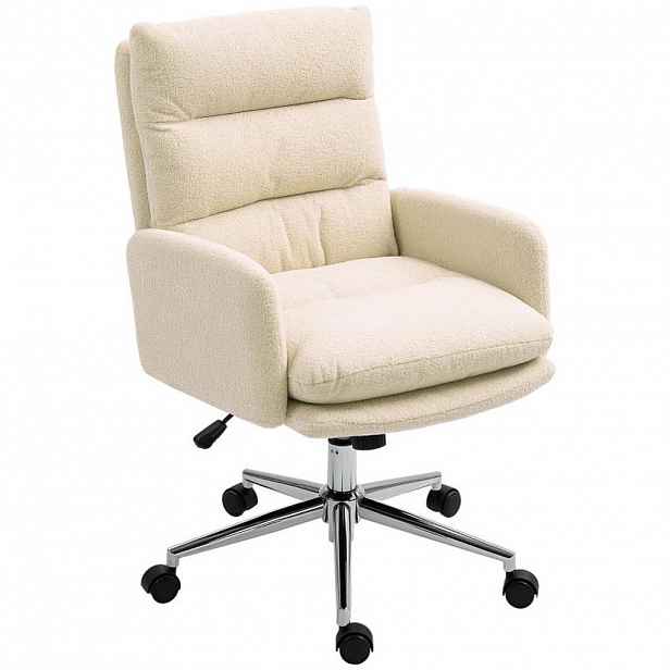 SHOPENTRA ERGONOMICKÉ otočné židle s houpací funkcí a područkami, krémově bílá