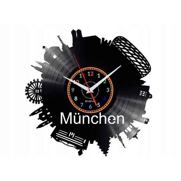 Munchen Dárek Originální dekorace do domu Hodiny z vinylové desky