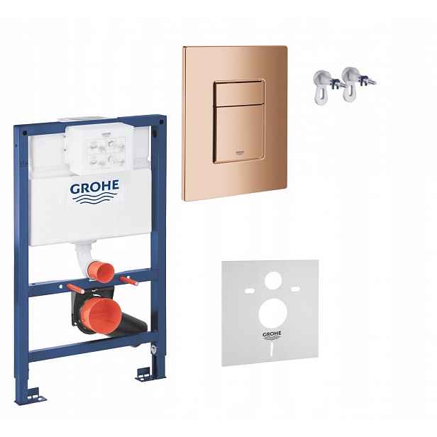 5v1 Podomítkový Wc set, rám Grohe 82 cm tlačítko lesklá měď