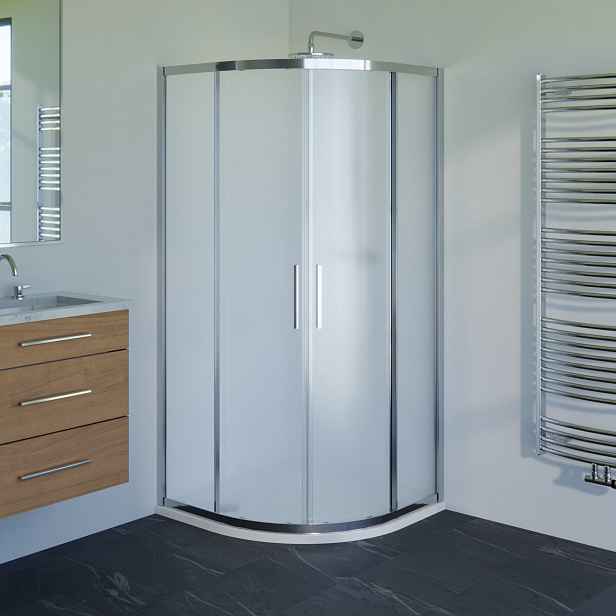 Kout sprchový WECCO SHINY 800×800 mm lesklý hliník/matné sklo R550