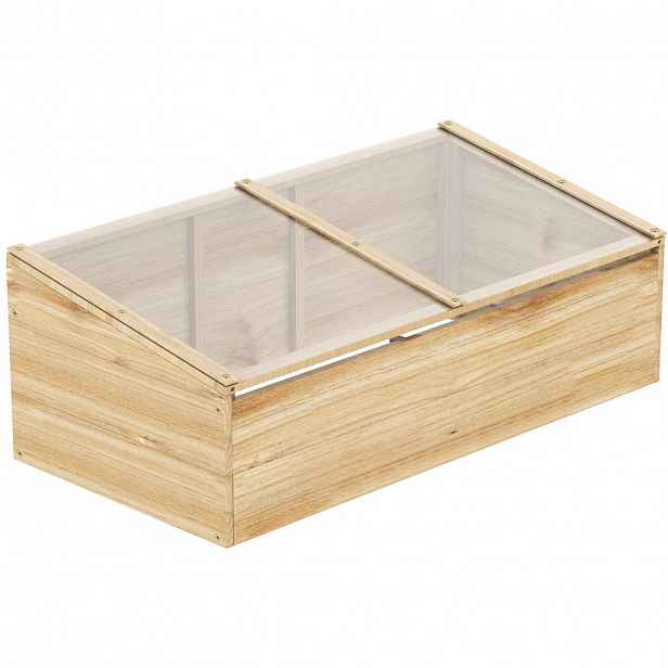 Modfu ZAHRADNÍ pařeniště z masivního dřeva 100x50x35/26 cm přírodní s otevíracím víkem a šikmou střechou