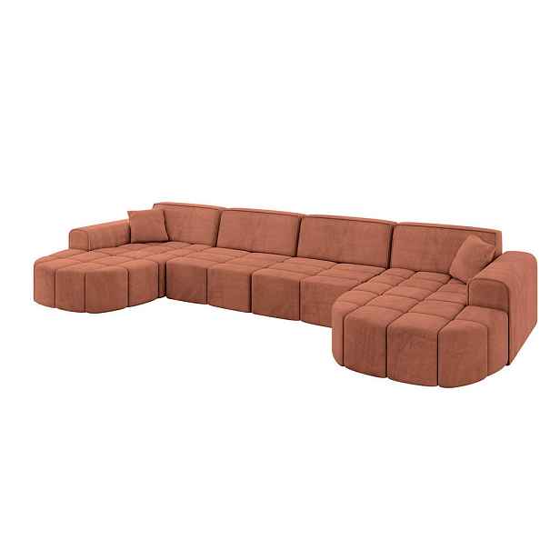 ALTDECOR SEDACÍ SOUPRAVA ve tvaru U LIVO-U2 400x173x79,5 Meruňková Velur