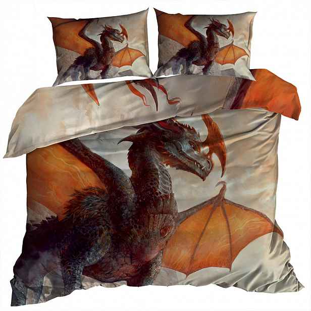 Ložní Povlečení Bavlna 160x200 cm Dragon