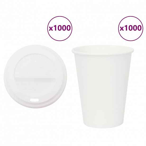 vidaXL Papírové kelímky na kávu s víčky 1000 pcs 12oz 300ml