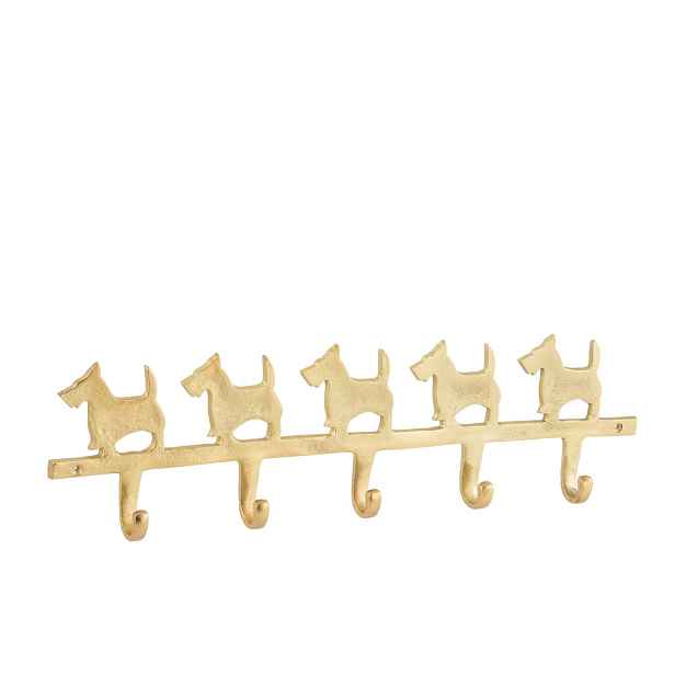 Zlatý kovový věšák na kabáty s pejsky Dogs – 57*16*4 cm J-Line by Jolipa