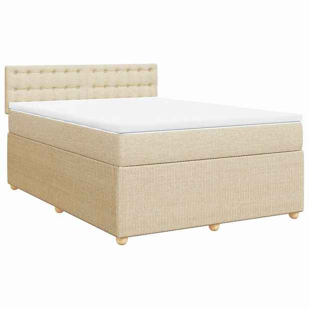 vidaXL Box spring postel s matrací krémová 140x200 cm textil