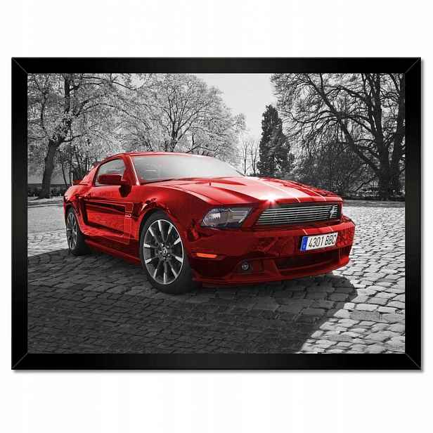 Plakáty v rámu 40x30 Červený Ford Mustang Usa