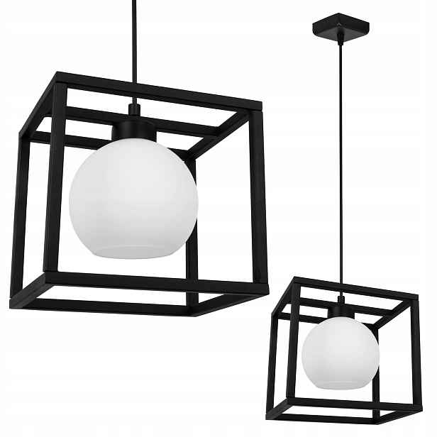 Závěsné Stropní Svítidlo Lustr Jedna Klec Elegantní Skleněná Koule