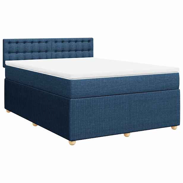 vidaXL Box spring postel s matrací modrá 140x200 cm textil