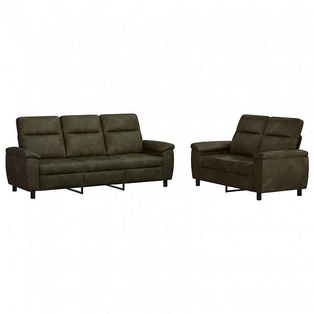 vidaXL Set pohovek 2 pcs Armádně zelená Umělá semišová kůže
