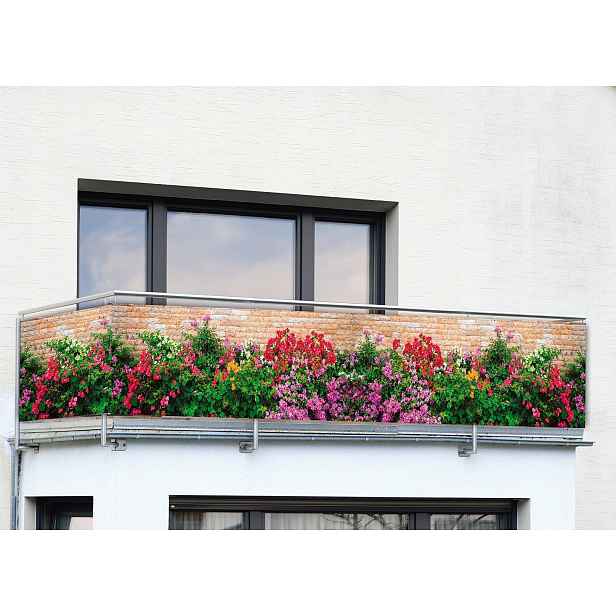 Balkonový kryt s květinami, 5 m x 85 cm, vícebarevný