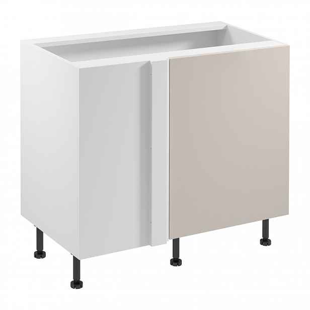 Prodloužená rohová skříňka SALERNO - šířka 100 cm, bílá / béžová, levé provedení