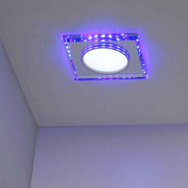 Stropní svítidlo chrom/modré čtvercové LED SSP-22
