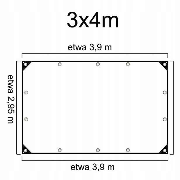 3x4 m Průhledná Zahradní Vyztužená Plachta na auto, terasa, altán