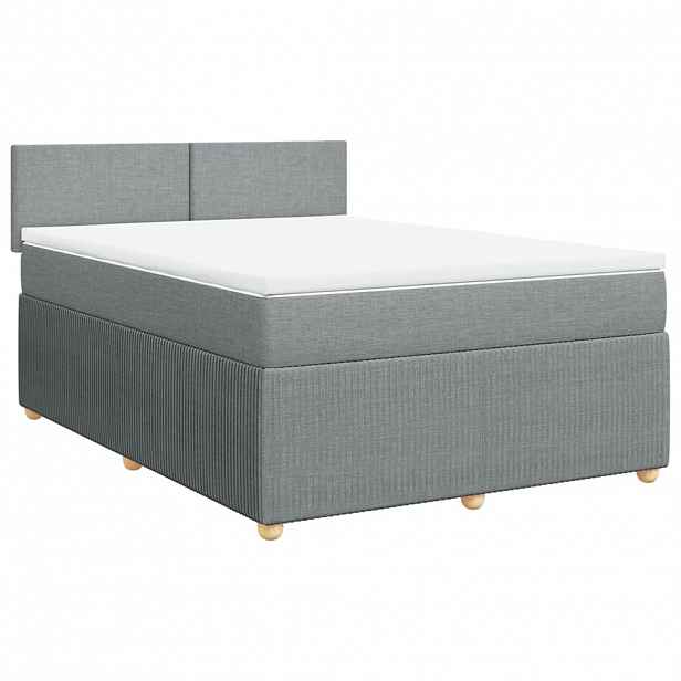 vidaXL Box spring postel s matrací světle šedá 160 x 200 cm textil