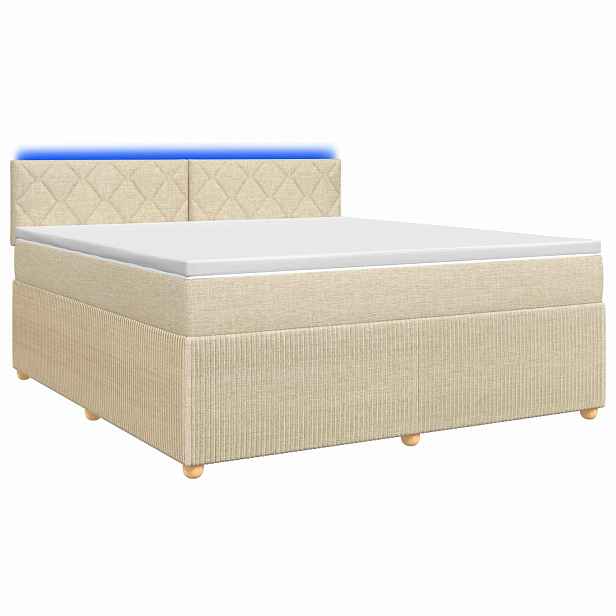 vidaXL Postel boxspring s matrací s čelo Krémová 160 x 200 cm Textil