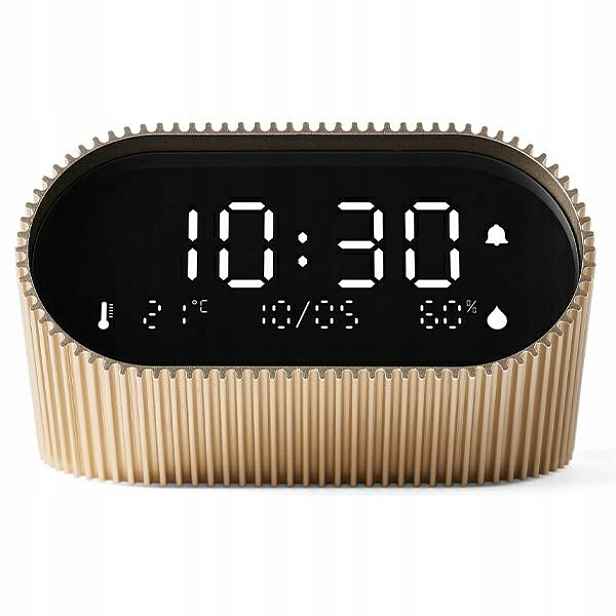 Budík Lexon Ray Clock, teplota/vlhkost, zlatý