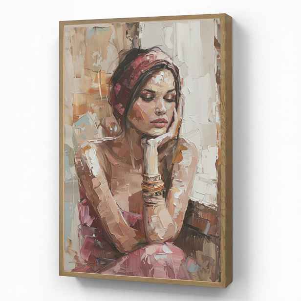OnlyWow NÁSTĚNNÁ LAMPA S AKUMULÁTOREM Žena - vzhled malby - portrét - moderní 70x100 cm