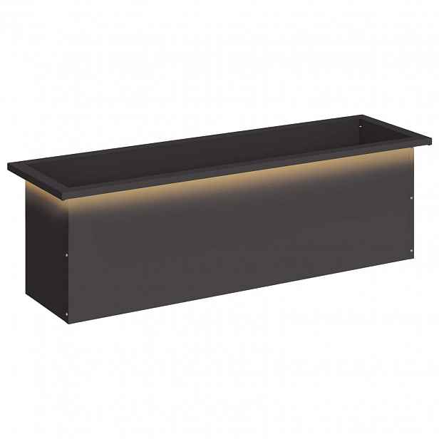 vidaXL Zahradní truhlík s LED osvětlením Černá 30 × 100 × 30 cm Ocel
