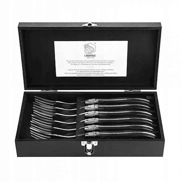 Vidličky Laguiole Luxury Line Black Pakka Wood 6 ks