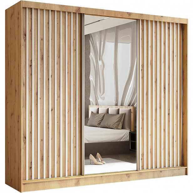 Beautysofa SKŘÍŇ s posuvnými dveřmi Helix 240/216/61 dub Artisan + bílá