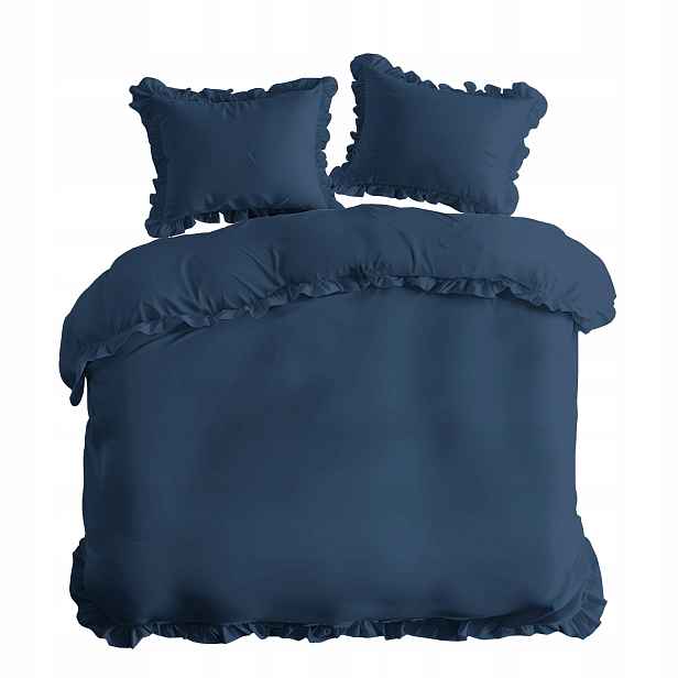 Povlečení 160x200 denim jednobarevné s volánkem Pure