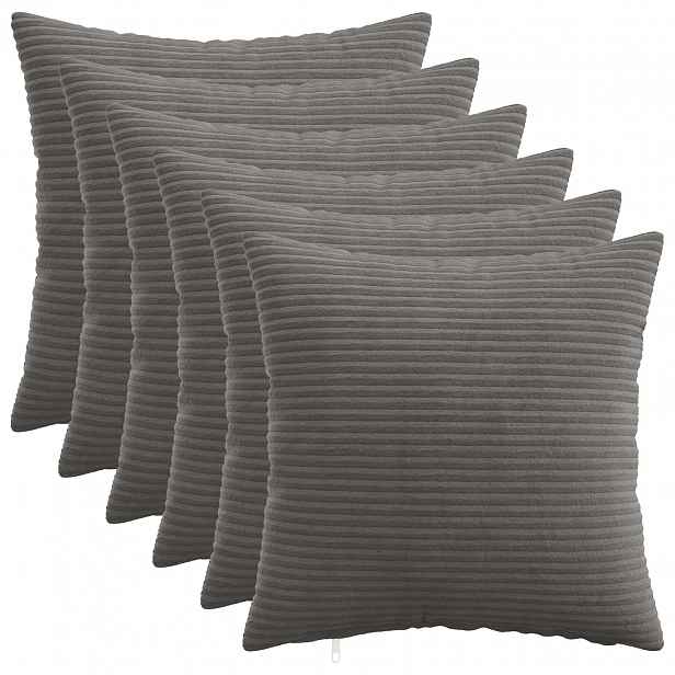 vidaXL Povlak na polštář 6 pcs HEERLEN Tmavě šedá 50 x 50 cm manšestr