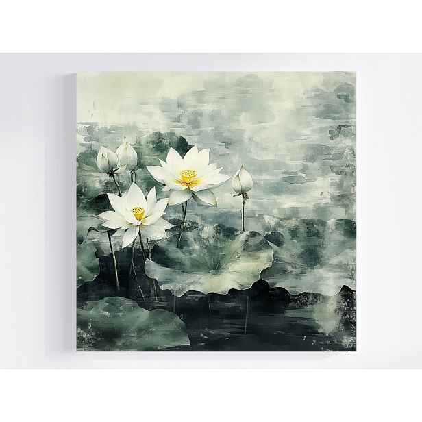 Obraz Na Plátně Canvas Grafika Příroda Květiny Bílý Lotos 60x60