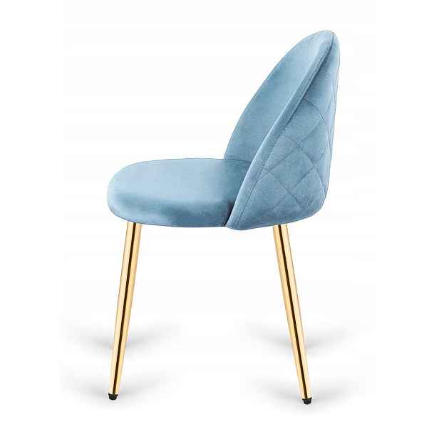 Čalouněná židle Gloria Light Blue Velvet Gold Lugano