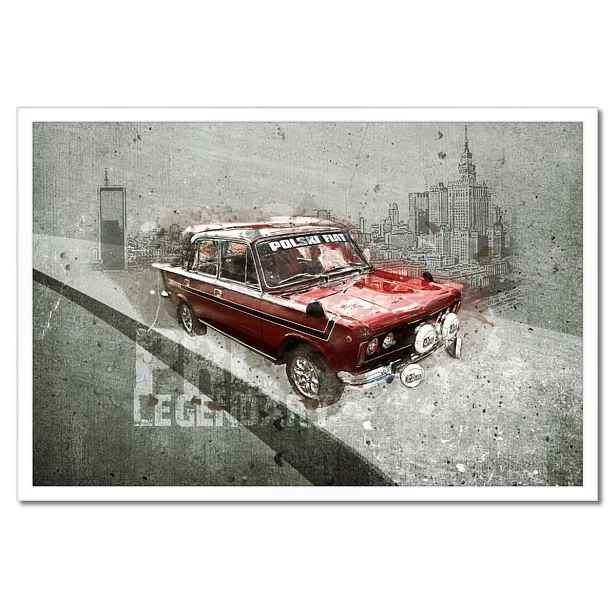 Plakáty v rámu 60x40 Červený Velký Fiat 125p