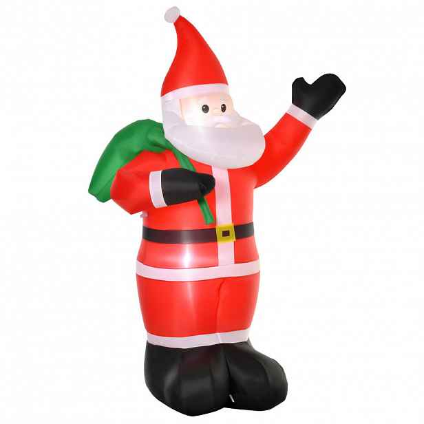HOMCOM NAFUKOVACÍ vánoční dekorace 2,4 m Santa Claus s LED osvětlením zahradní dekorace