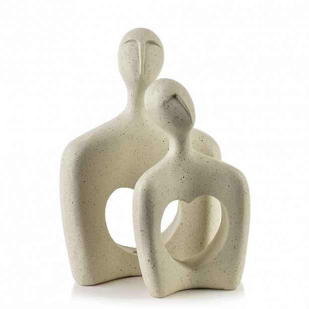 Mondex DEKORAČNÍ FIGURKY MANON, 2dílná, bežová, 13x20/9,5x16cm