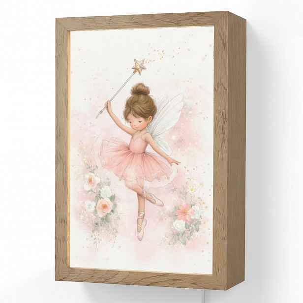 OnlyWow NÁSTĚNNÁ LAMPA Baletka - Víla - Květiny - Růžová 20x30 cm
