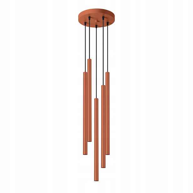 Sollux Závěsná lampa moderní červená tuba do jídelny nad ostrov 5 bodů
