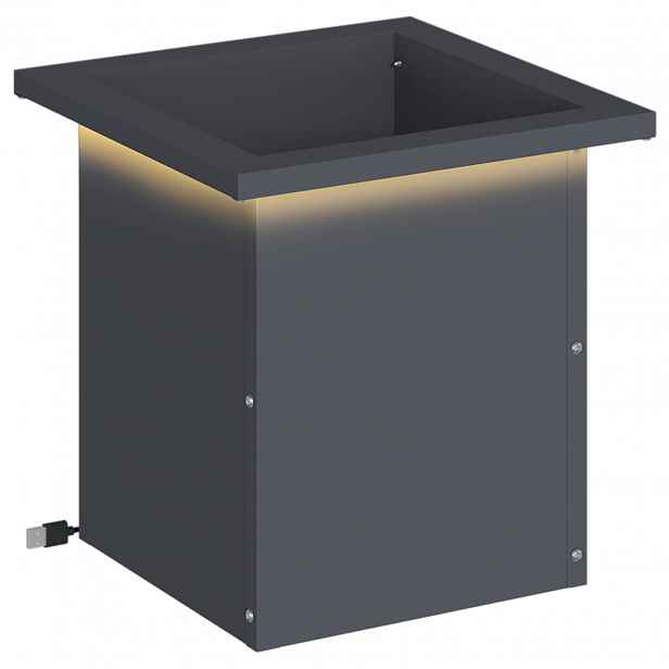 vidaXL Zahradní truhlík s LED osvětlením Antracitová 30 x 30 x 30 cm